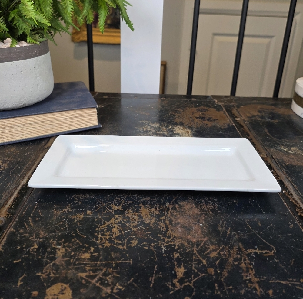 Pier 1 Imports White Rectangular Platter | Tasting Party Appetizer Plate 10"